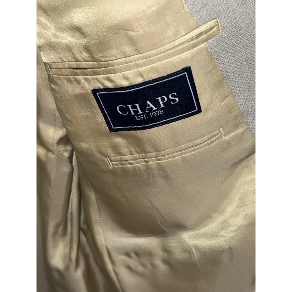 Chaps Blazer Sport Coat Men's 42R Light Gray 6 Pockets 2 Button Front Textured